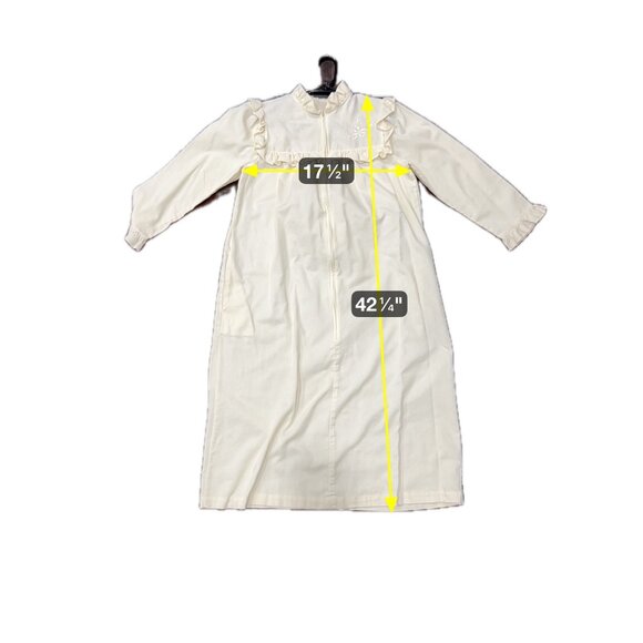 Vintage Barbizon Helena Ruffle Zip Front Nightgown Cream Sz Small Embroidered - Picture 7 of 10